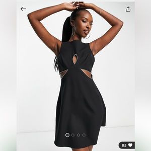 Trendyol sleeveless mini dress with decorated cut outs in black